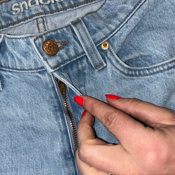 Snacks X Mother Just A Nibble Straight Leg Blue Jeans Womens 24  Western Preppy - Picture 5 of 16
